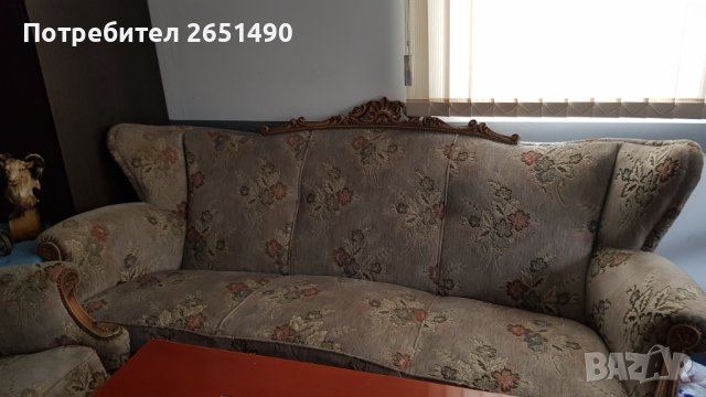 Спешпо Масивен Диван+2 кресла дърворезба, снимка 1 - Дивани и мека мебел - 44294348