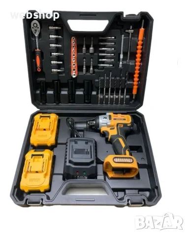 Акумулаторен ударен гайковерт 300-850Nm, 36V + 26 аксесоара, снимка 2 - Винтоверти - 49589371