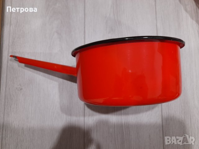Ретро емайлиран съд с една дръжка, снимка 1