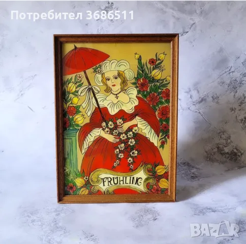 Картина на стъкло в дървена рамка, снимка 3 - Картини - 47400440