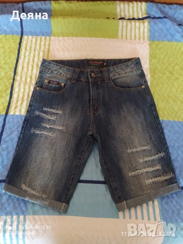 Къси дънчени панталонки М размер, висока талия