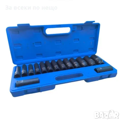 Комплект ударни вложки 1/2″ удължени 12-стенни (10 – 32 мм) 15 части HAWEK, снимка 2 - Други инструменти - 50366200