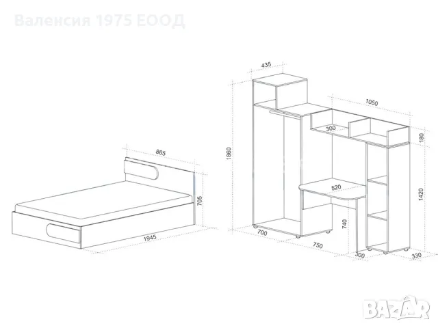 Детско обзавеждане Скай, снимка 2 - Мебели за детската стая - 46384638