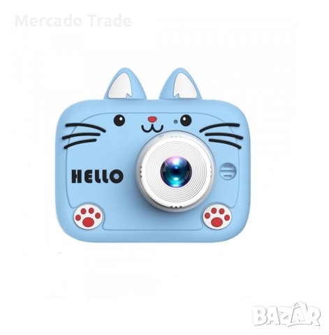 Детски фотоапарат Mercado Trade, За деца, Камера, Силиконов кейс, Hello Cat, Син, снимка 3 - Електрически играчки - 40786512