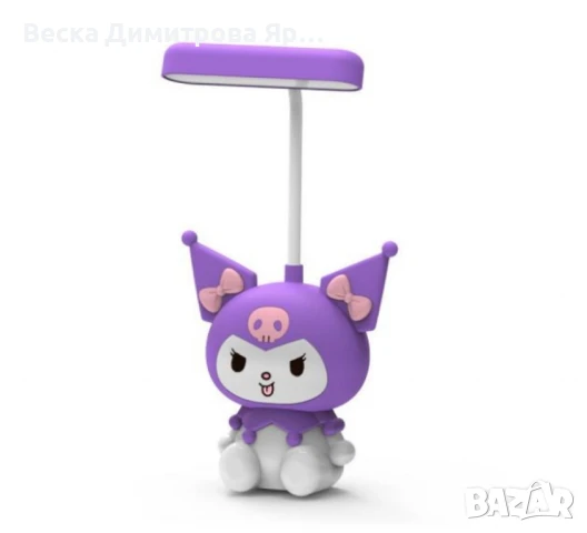 Акумулаторна LED нощна лампа Kuromi / My Melody с USB – Лилава / Черна, снимка 6 - Настолни лампи - 51152801