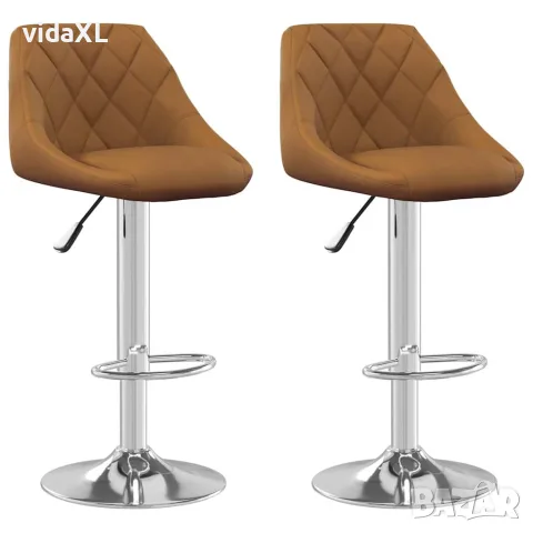 vidaXL Бар табуретки, 2 бр, кафяви, кадифе