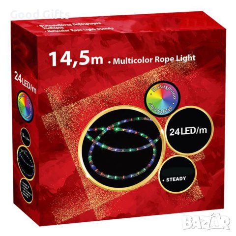 LED Светещ Коледен маркуч, 14.5м Многоцветен, снимка 4 - Лед осветление - 42743869