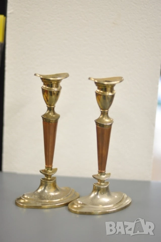 2 броя месингови свещника, снимка 3 - Декорация за дома - 52857076