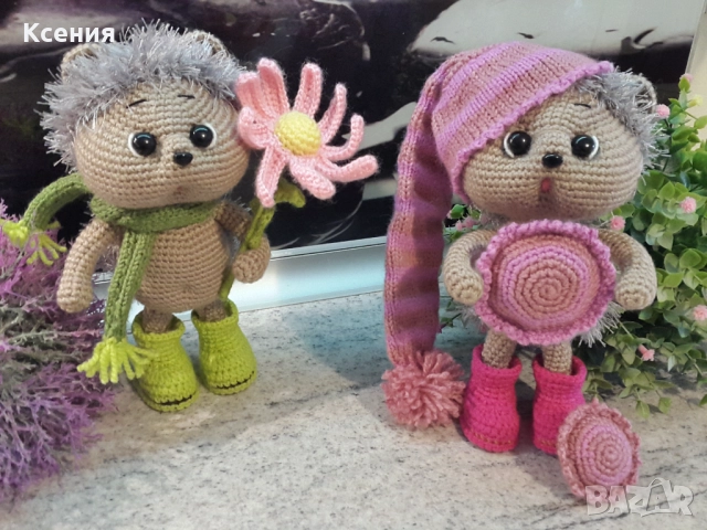 Плетена играчка ”Таралеж с лайка”, Плетени, ръчно изработени, прекрасен подарък, снимка 9 - Плюшени играчки - 52509936