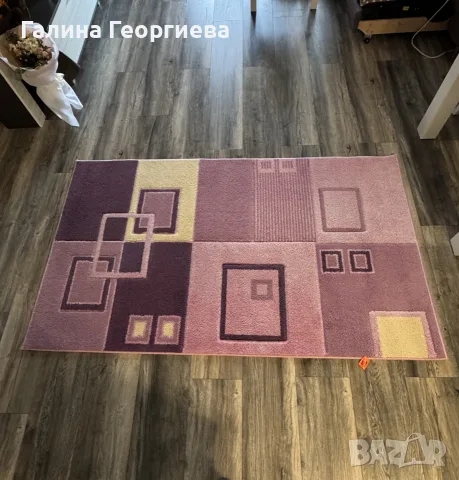 Розов килим с къс косъм, снимка 2 - Килими - 55779171