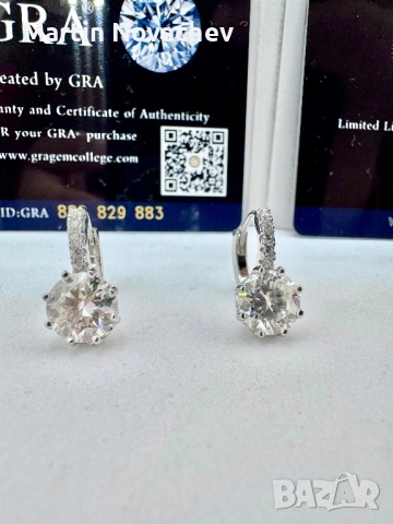 Сребърни обеци с мойсанит (Диамант) 2 карата, снимка 9 - Обеци - 54243053