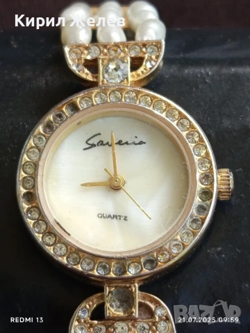 Дамски часовник Savelia Quartz красив стилен дизайн кристали,седеф 50238, снимка 2 - Дамски - 51088261