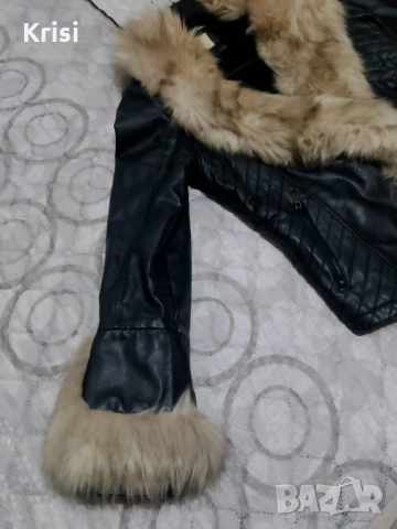 Дамско кожено яке с косъм, снимка 6 - Якета - 52531570