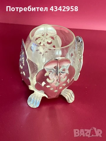 Стъклен свещник.Германия., снимка 2 - Декорация за дома - 51343337