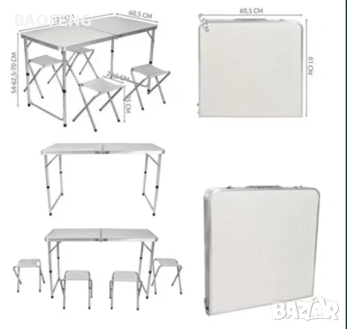 №1  Промоция Нови Компект Сгъваема Маса и 4 Стола Malatec от алуминии ULTRA от вносител , снимка 5 - Маси - 50481281