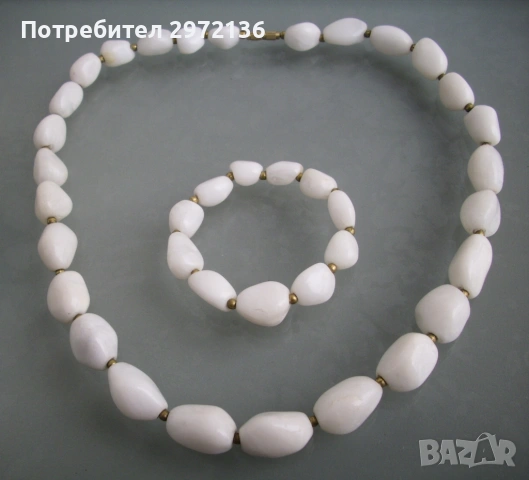 Колие и гривна бял ахат, снимка 2 - Бижутерийни комплекти - 53102023