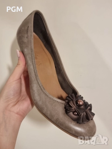 Кафеви токчета, естествена кожа Tamaris 40 номер, снимка 6 - Дамски обувки на ток - 52957197