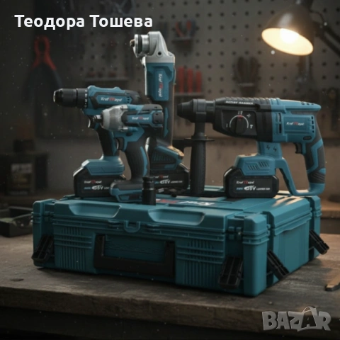 Комплект 4 в 1 - акумулаторен перфоратор, винтоверт, гайковерт и ъглошлайф 36V, снимка 6 - Друга електроника - 53364305