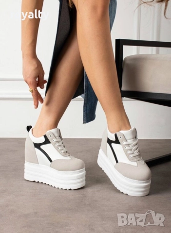 Кецове на Платформа - Бяло, Сиво и Черно