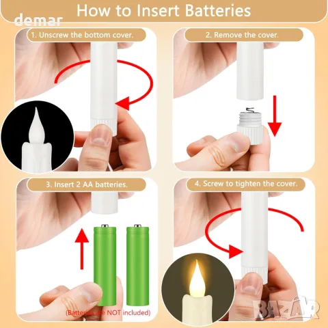 Безпламъчна конична свещ SuJolly с винтидж стъклена поставка, 2 броя, розово злато, снимка 5 - Декорация за дома - 50357718