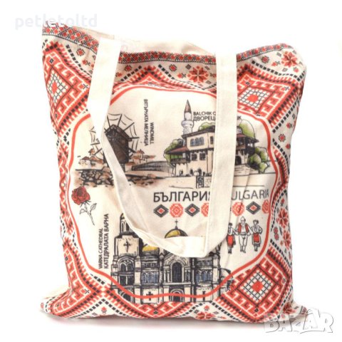 Сувенирна чанта, текстилна - тип пазарска - декорирана със забележителности от България 33см Х 37см , снимка 7 - Други - 44396278