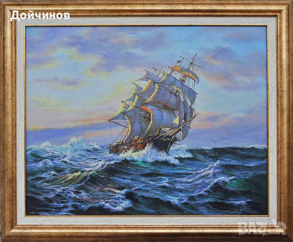 ”Лунна нощ”, морски пейзаж, картина, снимка 5 - Картини - 32253661