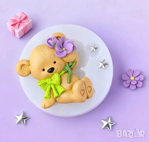 Молд мече с теменужки , снимка 2 - Форми - 53088943