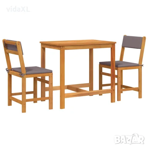 vidaXL Балконски комплект с възглавници, 3 части, акация масив, снимка 1 - Градински мебели, декорация  - 56147366