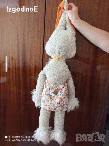 Огромен плюшен ретро заек, от соца, стара плюшена играчка , снимка 2 - Колекции - 42209996