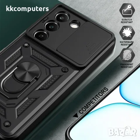 За Realme C100 5G / C83 5G Удароустойчив TPU PC Калъф с Въртяща Стойка, Плъзгащо Капаче за Камерата , снимка 11 - Калъфи, кейсове - 56184702