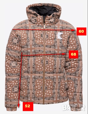 Зимно яке Karl Kani в бежово размер ХЛ-ХХЛ, снимка 3 - Якета - 52324769