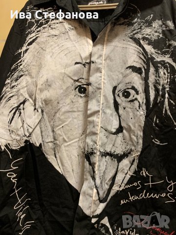 Топ хит мъжка черна риза с лице Десигуал ,Айнщайн  -Desigual, снимка 5 - Ризи - 29361617