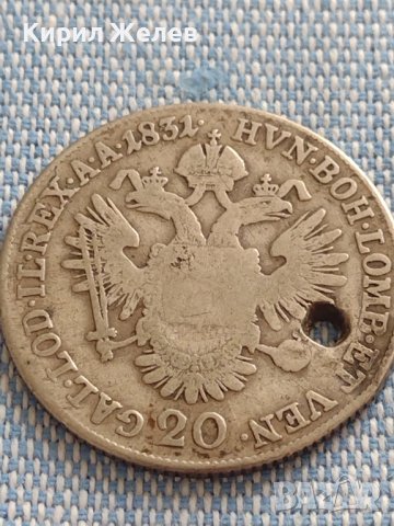 Сребърна монета 20 кройцера 1831г. Франц първи Виена Австрийска империя 12231, снимка 10 - Нумизматика и бонистика - 42915155
