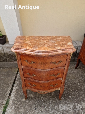 Комод скрин френски антикварен шкаф интарзия мрамор бронзови орнаменти , снимка 2 - Антикварни и старинни предмети - 51503480