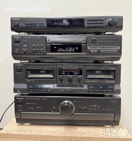 🔊Ретро аудио система - сет TECHNICS - усилвател, сд плеър, двукасетъчен дек и тунер🔊