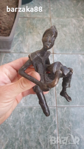 Стара бронзова фигура Африканка, снимка 8 - Колекции - 54358915