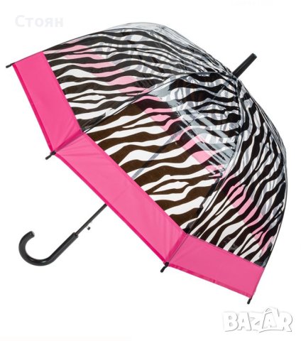 Чадър с шарка черна зебра и райе във цвят фуксия по периметъра 80cm, снимка 3 - Други - 42877102