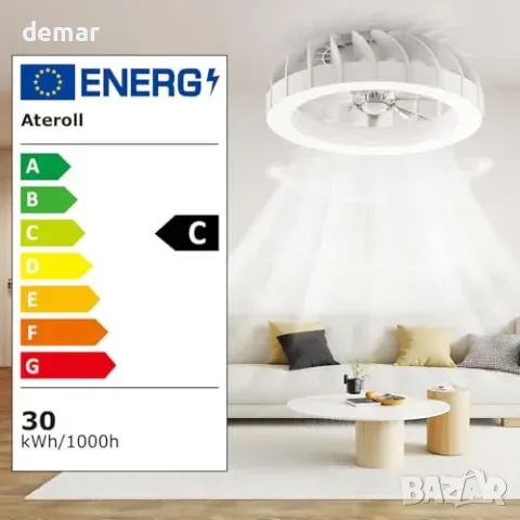 Таванен вентилатор Ateroll 46 cm с RGB LED осветление и дистанционно, снимка 5 - Вентилатори - 55776019