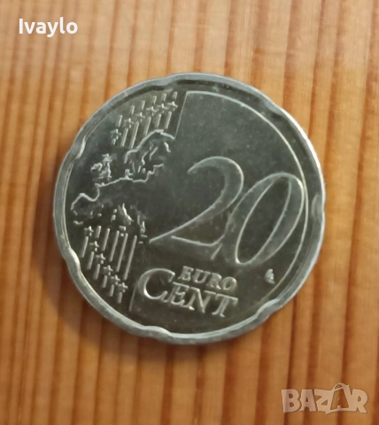 1 Евро 2008 Австрия 20 цента 2024, снимка 3 - Нумизматика и бонистика - 54043207