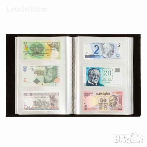 Албум за 300 банкноти с 100 броя двойнопрозрачни листи Leuchtturm -черен