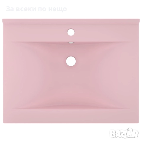 Луксозна мивка с отвор за кран розов мат 60x46 см керамика Код P1095, снимка 6 - Мивки - 51449533