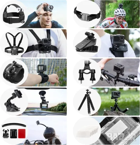 AKASO Камера ACCESSORIES KIT 14 IN 1 , снимка 3 - Чанти, стативи, аксесоари - 50151708