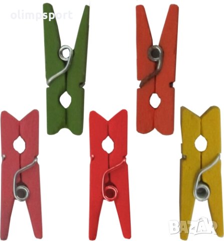 Щипки дървени за декорация 2.5см.- цветни 100бр.