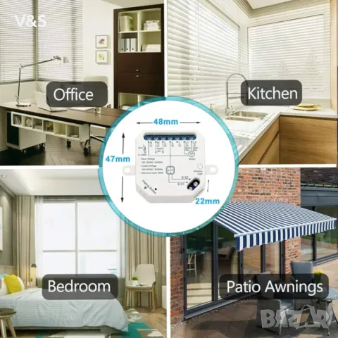 LoraTap Tuya Smart WiFi превключвател за завеси Релеен модул за ролетни щори на прозорци Google Home, снимка 4 - Мрежови адаптери - 47786967