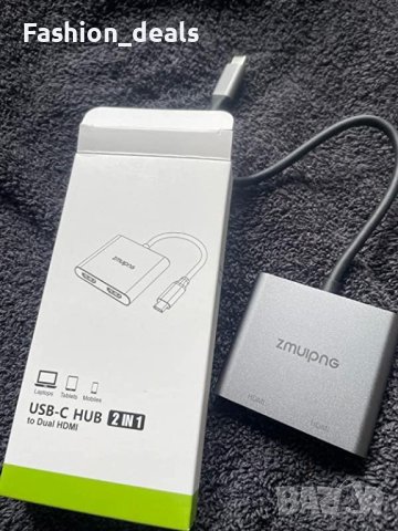 Нов USB C към двоен HDMI адаптер за лаптоп MacBook Dell Surface Lenovo, снимка 7 - Други - 40435854