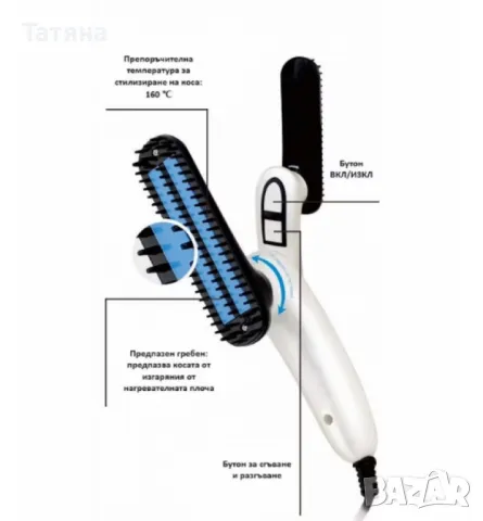Гребен, преса за коса и брада електрически , снимка 1