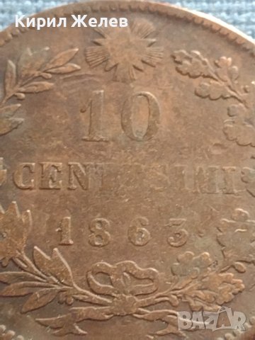 Рядка монета 10 чентезима 1863г. Италия Виктор Емануил втори за КОЛЕКЦИЯ 30421, снимка 2 - Нумизматика и бонистика - 42682340