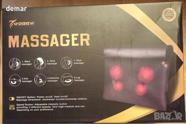 WOQQW Масажна възглавница с топлина, Шиацу масажор, Дълбок масаж, снимка 9 - Масажори - 50796702