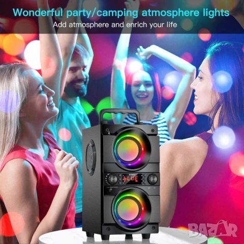 Преносим високоговорител SUPNIU с 60W мощен бас RGB осветление и Bluetooth 5.0, снимка 7 - Bluetooth тонколони - 50978358