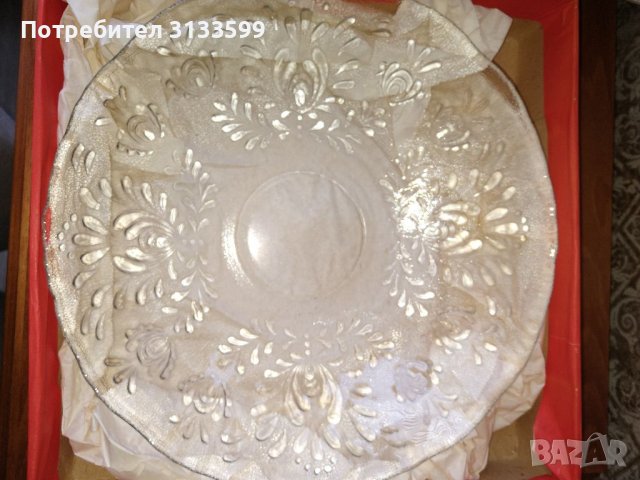 Голяма стъклена фруктиера - диаметър 30 см, снимка 1